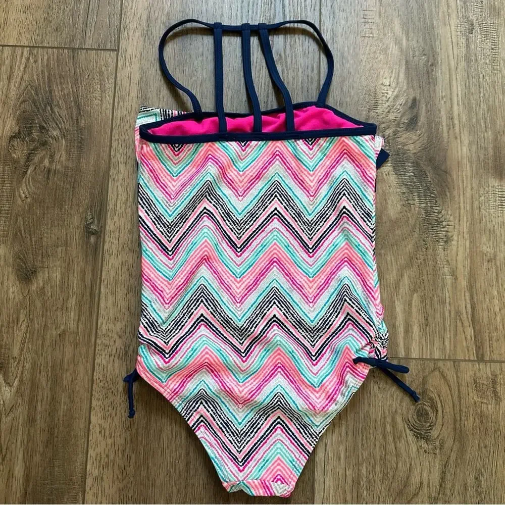 Limited Too Girl’s One Piece Swimsuit,‎ Striped, Ruffles, Strappy, S (7/8)